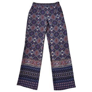 Y2K Semi Sheer Boho Pants Straight Leg EU 42 Paisley Fairy Beach Italy - 29x32.5
